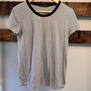 Brandy Melville blue and white striped short sleeve t shirt one size